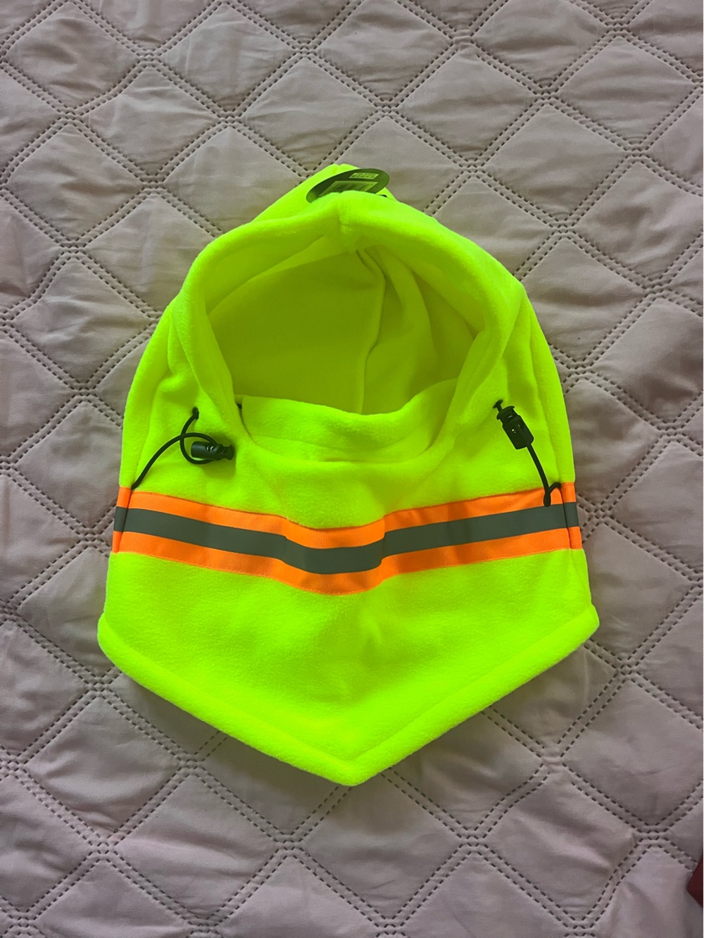 CC High-Visibility Neon Yellow  Blue Balaclava Hood with Reflective Stripes